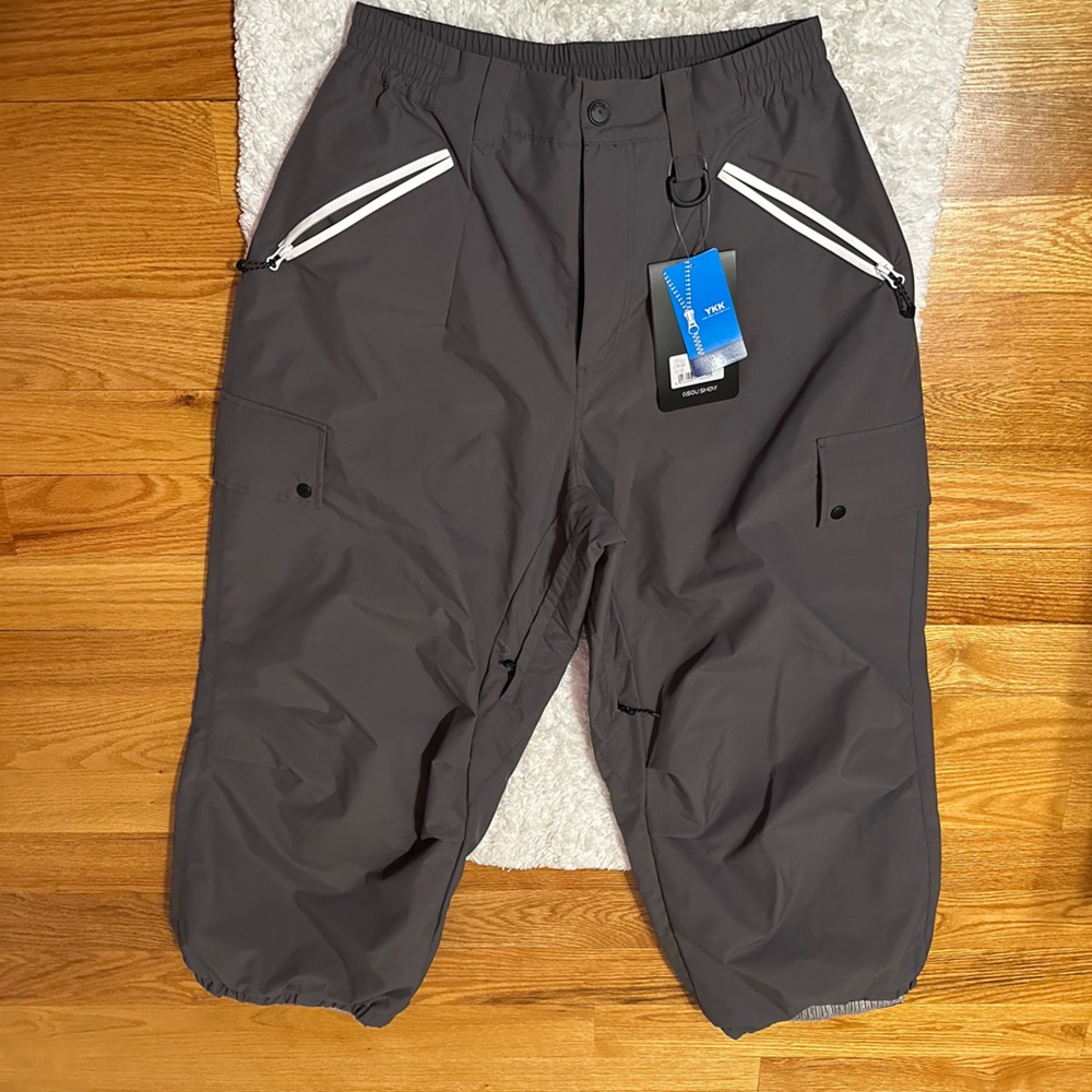 Gray Snow Pants with Zipper Details